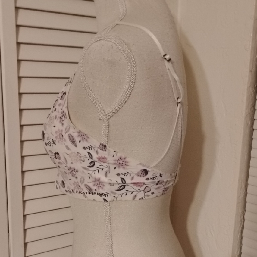 Lucky Brand Floral Print Bra - Cream and Purple - Picture 2 of 5